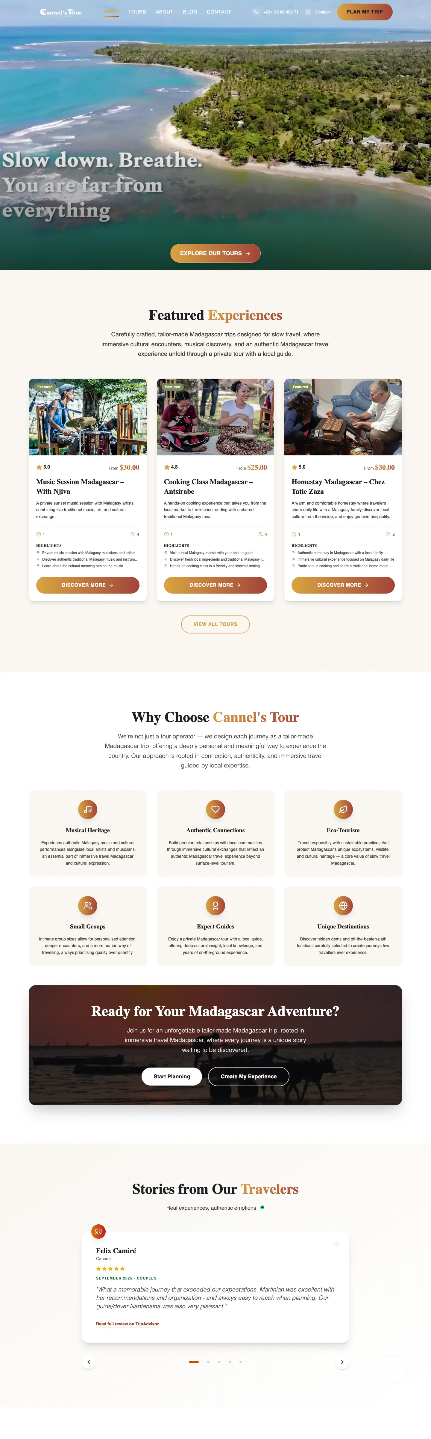 Home page of Cannel's Tour, tailor-made tours in Madagascar